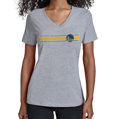 Golden State Warriors Starter Women's Team Stripe V-Neck T-Shirt sale - Gray for sale