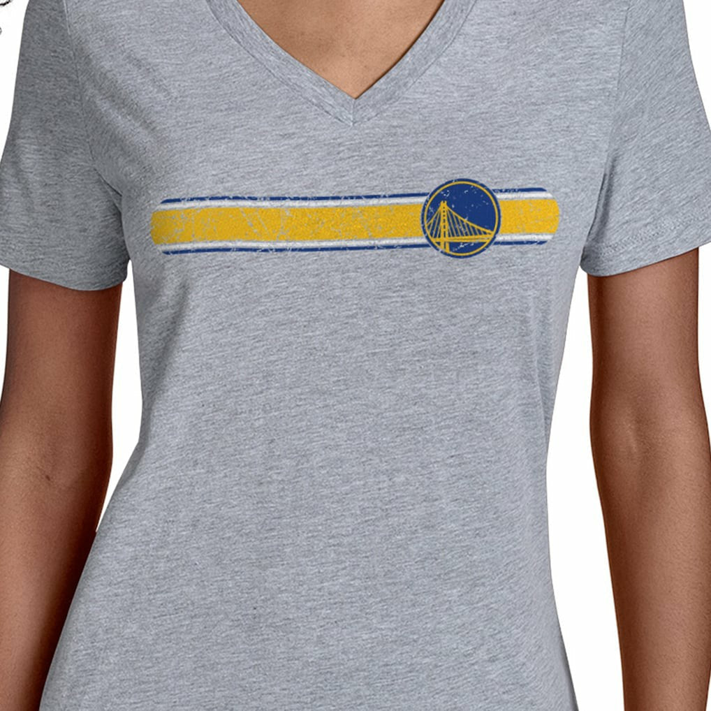 Golden State Warriors Starter Women's Team Stripe V-Neck T-Shirt sale - Gray for sale