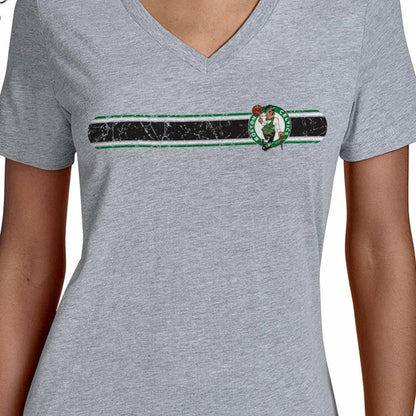 Boston Celtics Starter Women's Team Stripe V-Neck T-Shirt - Gray cheap