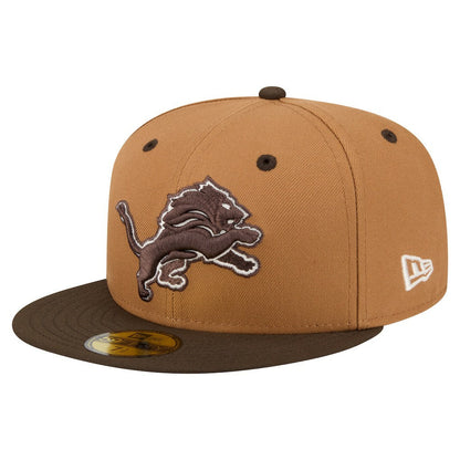 Detroit Lions New Era Two-Tone Walnut 59FIFTY Fitted Hat - Light Brown/Dark Brown on sale
