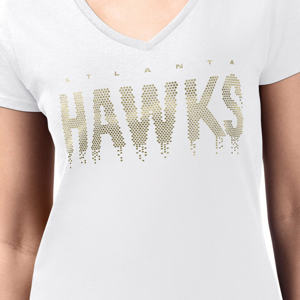 Atlanta Hawks G-III 4Her by Carl Banks Women's Super-Slim-Fit Metallic Drop Lightweight V-Neck T-Shirt - White shop