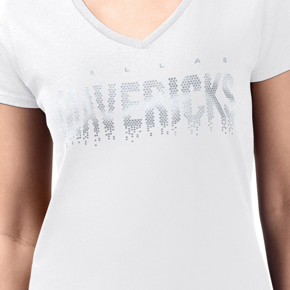 Dallas Mavericks G-III 4Her by Carl Banks Women's Super-Slim-Fit Metallic Drop Lightweight V-Neck T-Shirt sale - White outlet