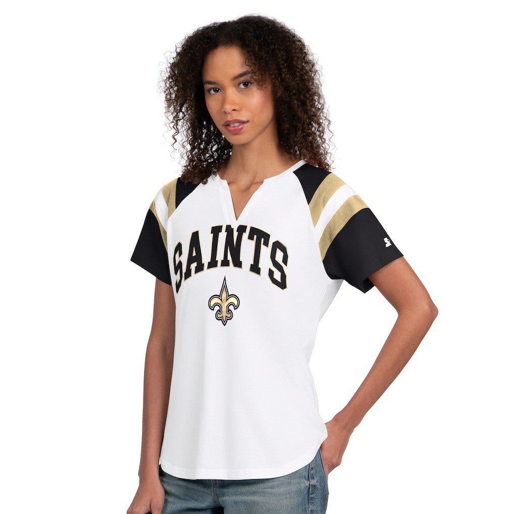 New Orleans Saints Starter Women's Game On Notch Neck T-Shirt - White sale