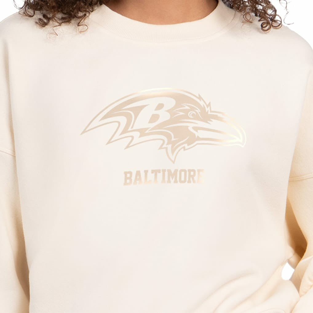 Baltimore Ravens Starter Women's Travel Pastels Boxy Fleece Sweatshirt - Cream outlet
