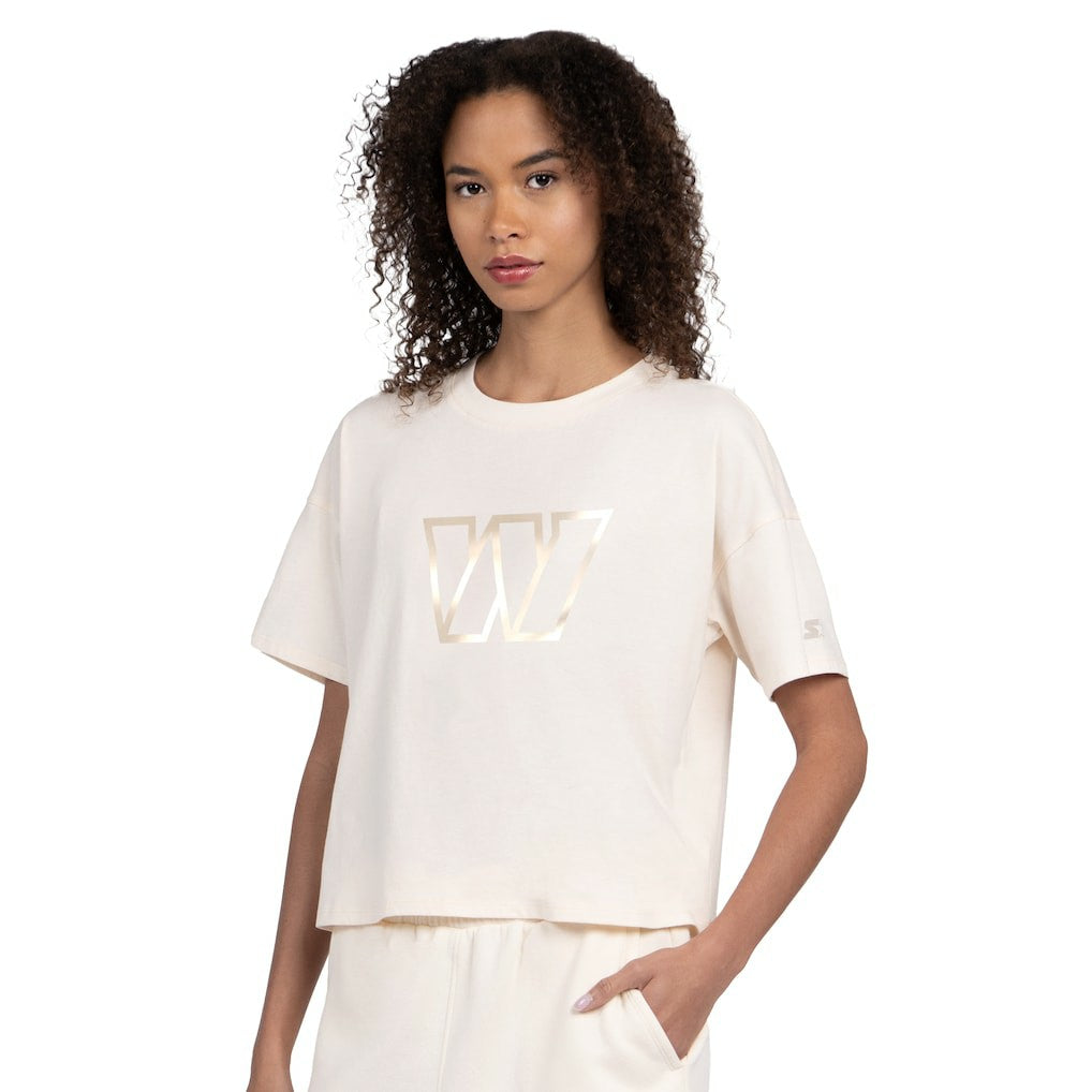 Washington Commanders Starter Women's Pastel Travel Boxy Cropped T-Shirt - Cream on sale