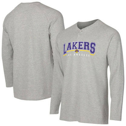 Los Angeles Lakers Concepts Sport Hawthorn Thermal Knit Long Sleeve Henley T-Shirt - Gray outlet
