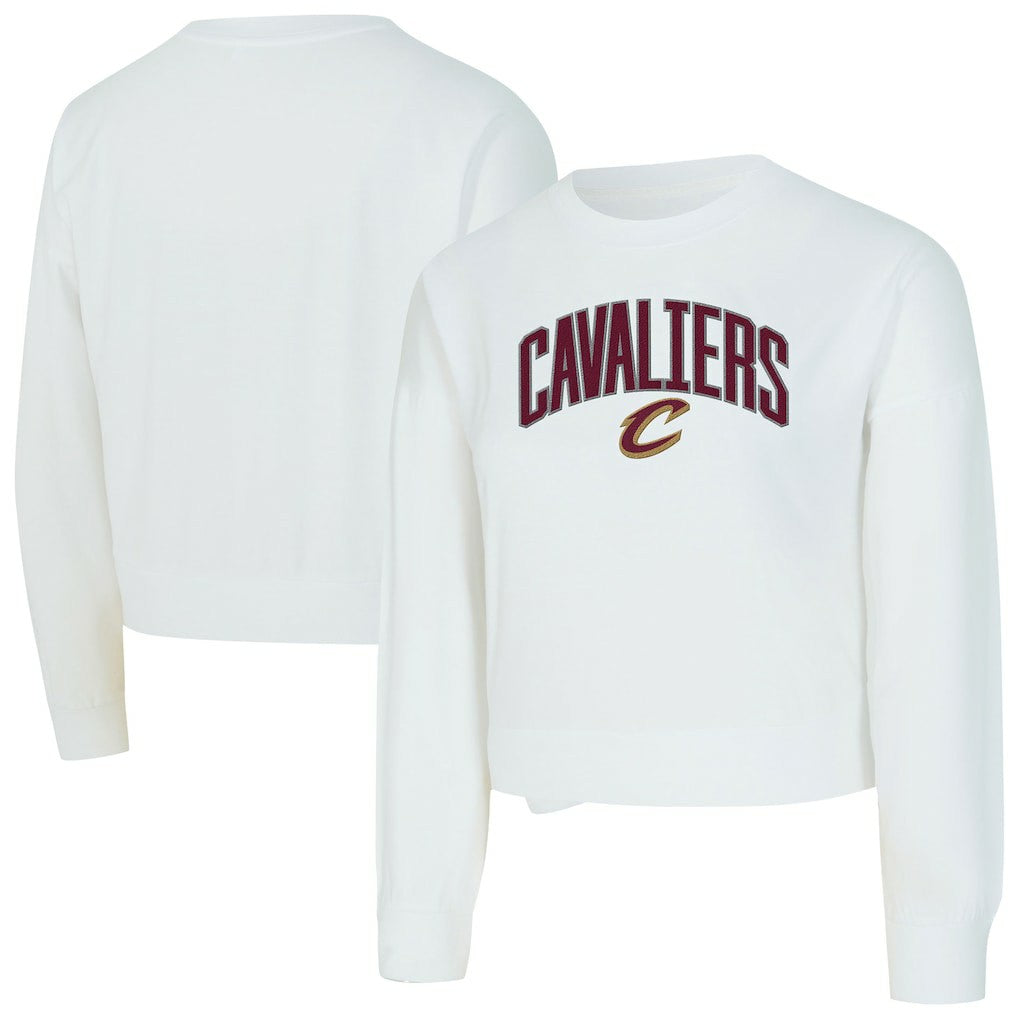 Cleveland Cavaliers Concepts Sport Women's Laney Chenille Cropped Long Sleeve T-Shirt sale - White outlet