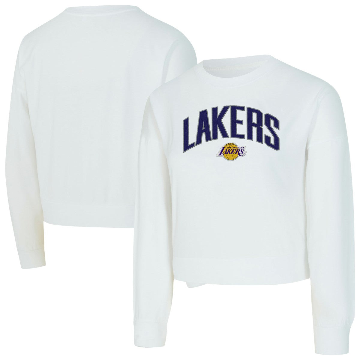 Los Angeles Lakers Concepts Sport Women's Laney Chenille Cropped Long Sleeve T-Shirt - White outlet