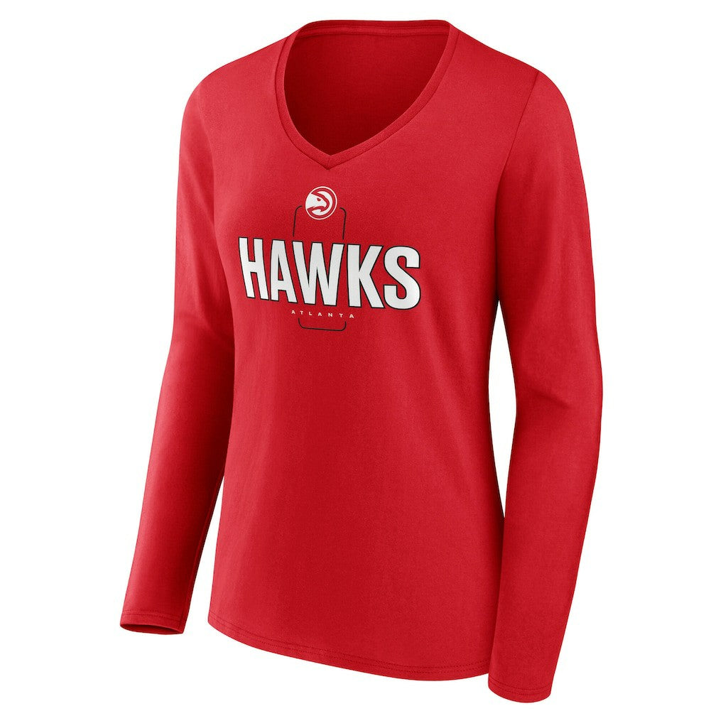 Atlanta Hawks Women's Center Court Name & Number Custom Long Sleeve V-Neck T-Shirt - Red cheap