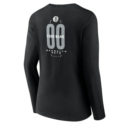 Brooklyn Nets Women's Center Court Name & Number Custom Long Sleeve V-Neck T-Shirt - Black sale
