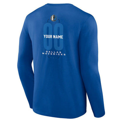 Dallas Mavericks Center Court Name & Number Custom Long Sleeve T-Shirt sale - Blue shop