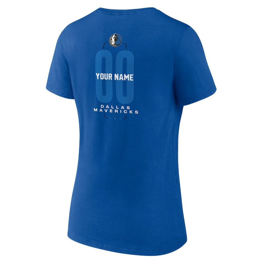 Dallas Mavericks Women's Center Court Name & Number Custom V-Neck T-Shirt sale - Blue cheap