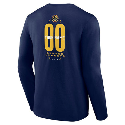 Denver Nuggets Center Court Name & Number Custom Long Sleeve T-Shirt sale - Navy shop