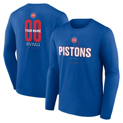 Detroit Pistons Center Court Name & Number Custom Long Sleeve T-Shirt sale - Blue for sale
