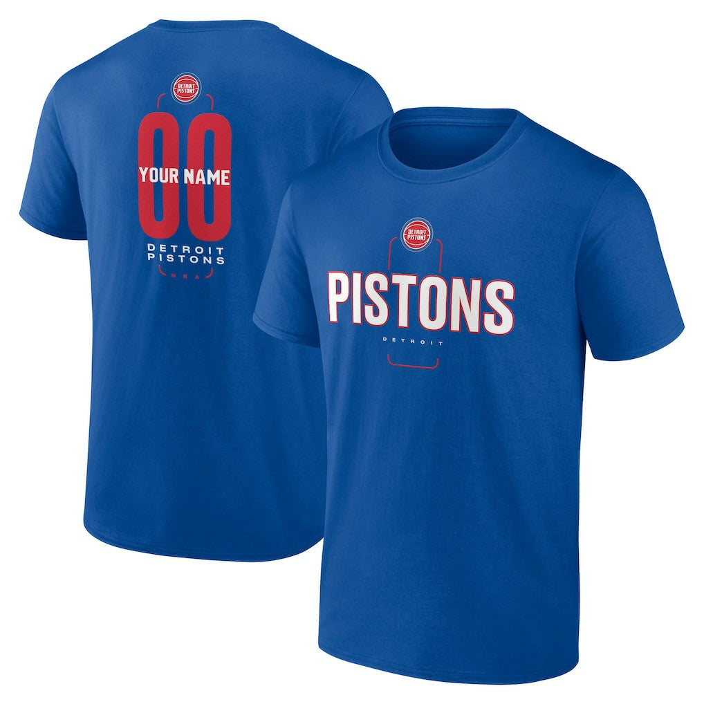 Detroit Pistons Center Court Name & Number Custom T-Shirt sale - Blue outlet