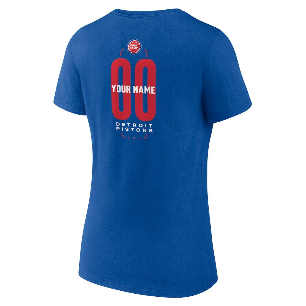 Detroit Pistons Women's Center Court Name & Number Custom V-Neck T-Shirt sale - Blue on sale