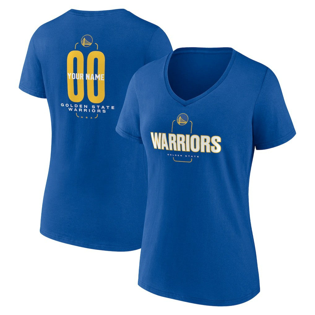 Golden State Warriors Women's Center Court Name & Number Custom V-Neck T-Shirt sale - Royal on sale