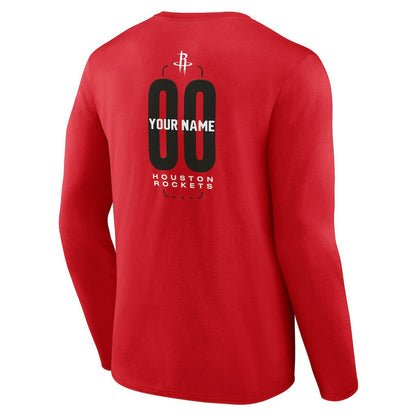 Houston Rockets Center Court Name & Number Custom Long Sleeve T-Shirt - Red outlet