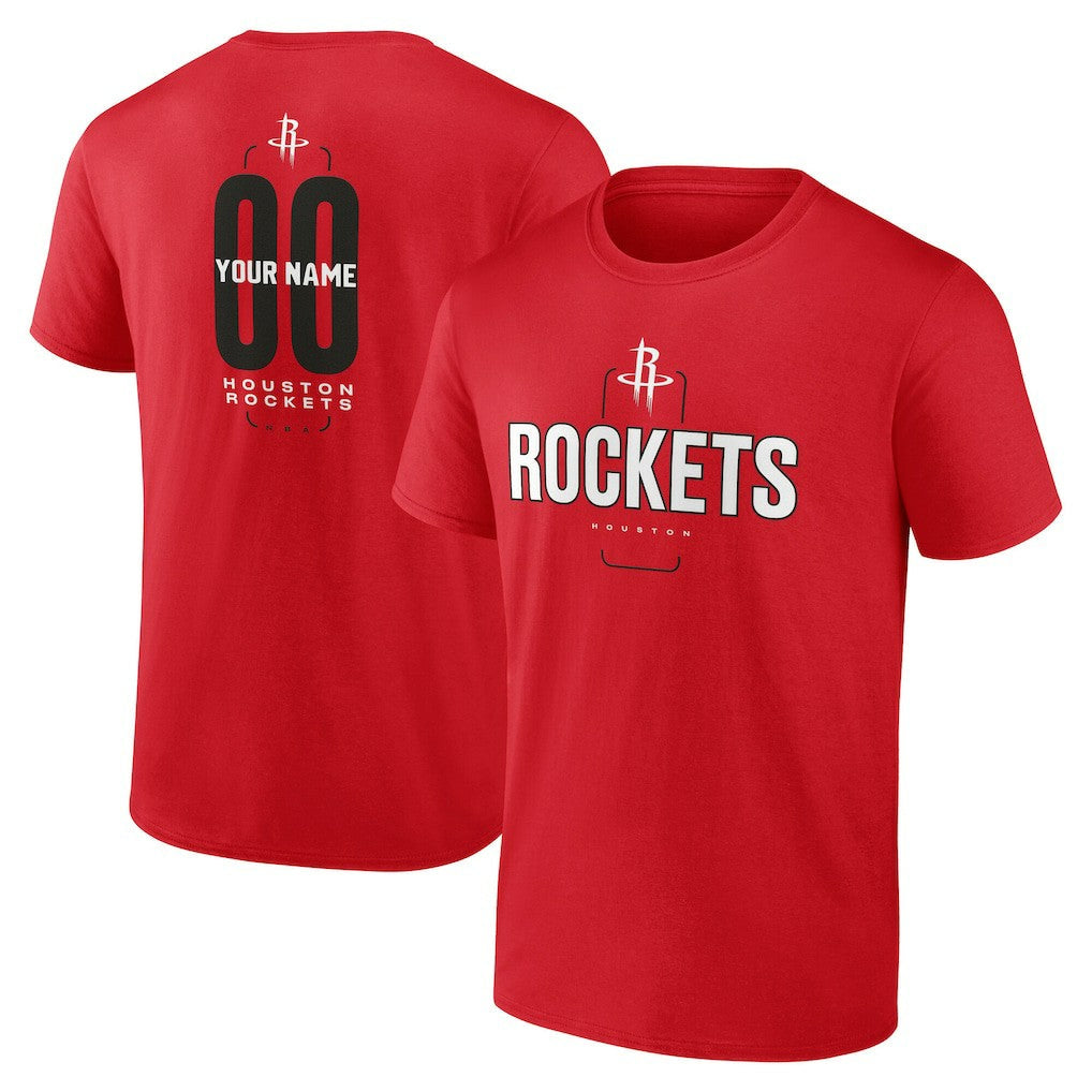 Houston Rockets Center Court Name & Number Custom T-Shirt - Red sale