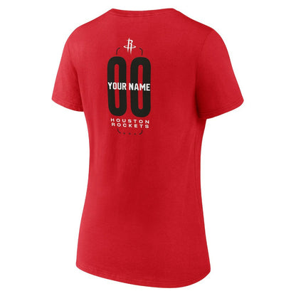 Houston Rockets Women's Center Court Name & Number Custom V-Neck T-Shirt - Red discount