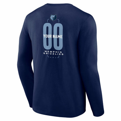 Memphis Grizzlies Center Court Name & Number Custom Long Sleeve T-Shirt - Navy online