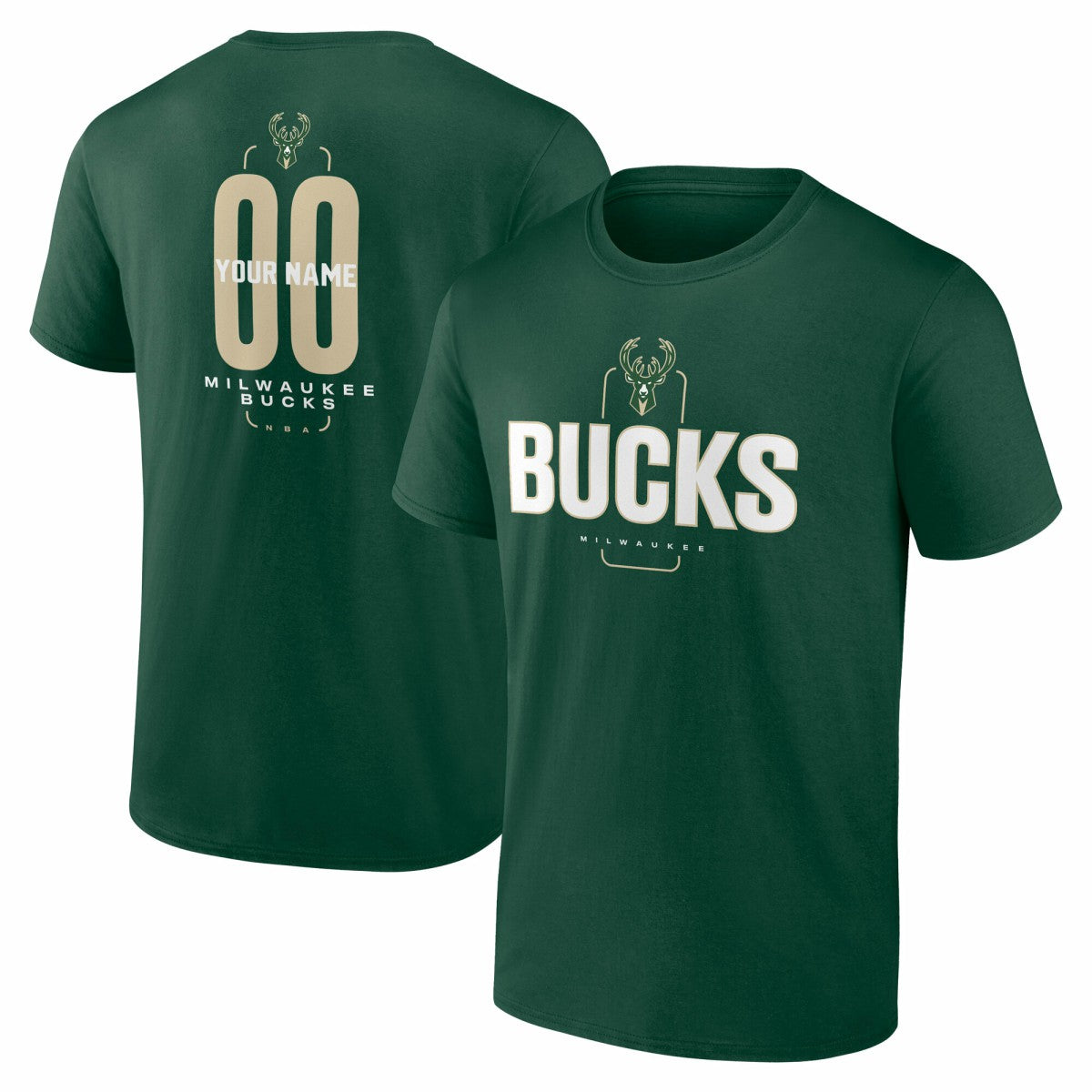 Milwaukee Bucks Center Court Name & Number Custom T-Shirt - Hunter Green shop