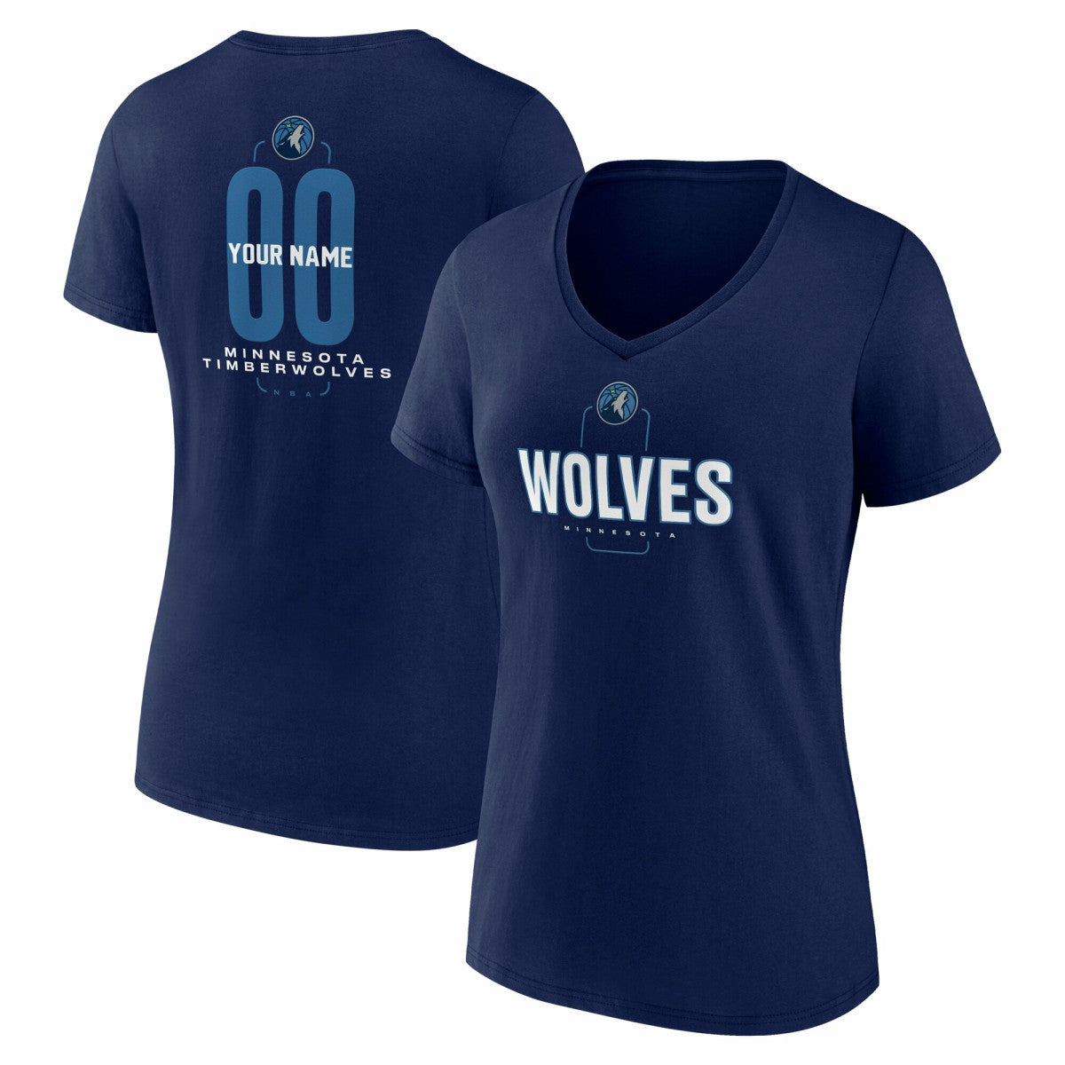 Minnesota Timberwolves Women's Center Court Name & Number Custom V-Neck T-Shirt - Navy outlet