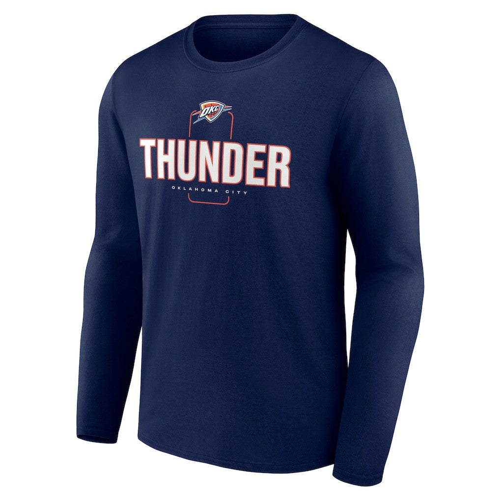 Oklahoma City Thunder Center Court Name & Number Custom Long Sleeve T-Shirt - Navy cheap