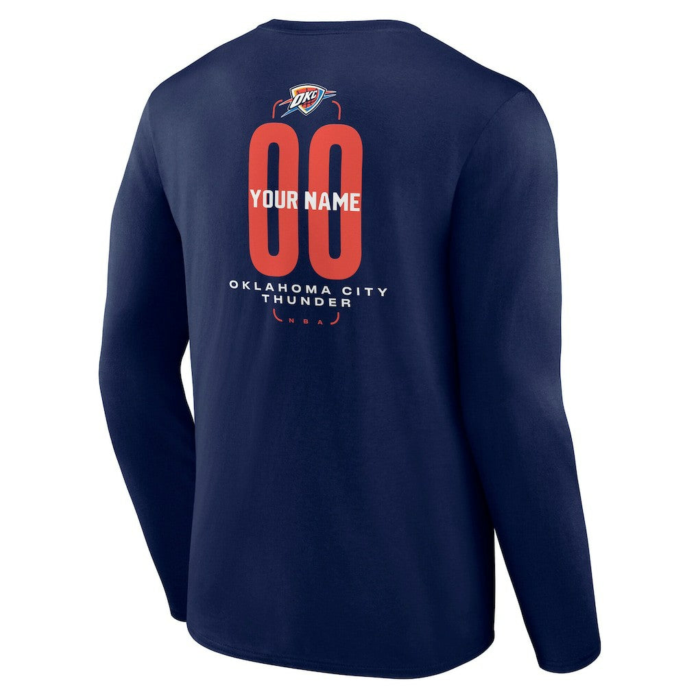 Oklahoma City Thunder Center Court Name & Number Custom Long Sleeve T-Shirt - Navy cheap