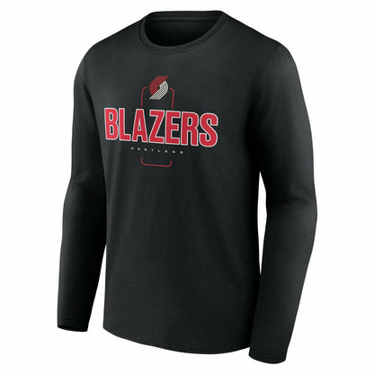 Portland Trail Blazers Center Court Name & Number Custom Long Sleeve T-Shirt - Black shop