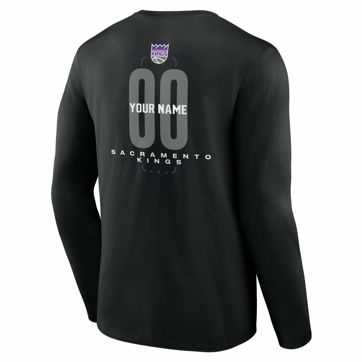 Sacramento Kings Center Court Name & Number Custom Long Sleeve T-Shirt - Black on sale