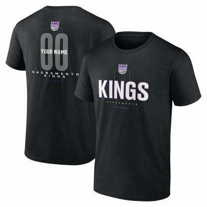 Sacramento Kings Center Court Name & Number Custom T-Shirt - Black sale