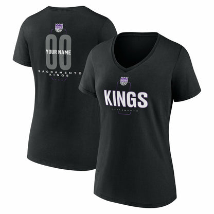 Sacramento Kings Women's Center Court Name & Number Custom V-Neck T-Shirt - Black sale