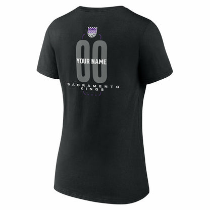 Sacramento Kings Women's Center Court Name & Number Custom V-Neck T-Shirt - Black sale