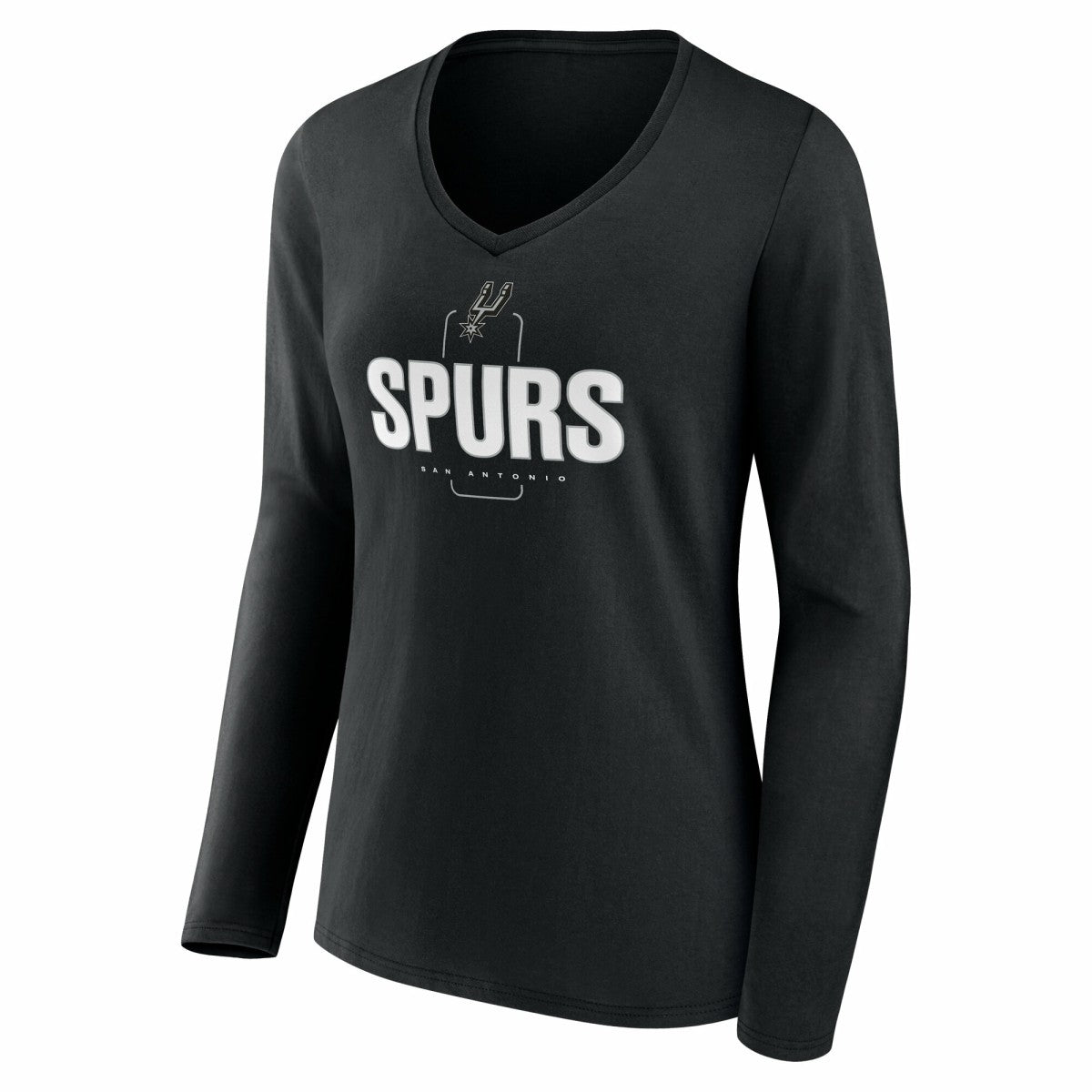 San Antonio Spurs Women's Center Court Name & Number Custom Long Sleeve V-Neck T-Shirt - Black on sale
