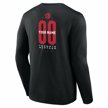 Toronto Raptors Center Court Name & Number Custom Long Sleeve T-Shirt - Black for sale