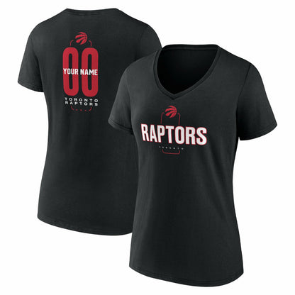 Toronto Raptors Women's Center Court Name & Number Custom V-Neck T-Shirt - Black cheap