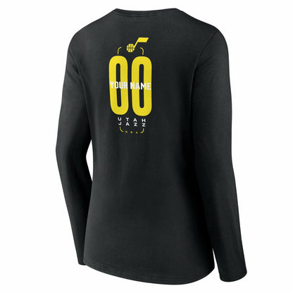 Utah Jazz Women's Center Court Name & Number Custom Long Sleeve V-Neck T-Shirt - Black online