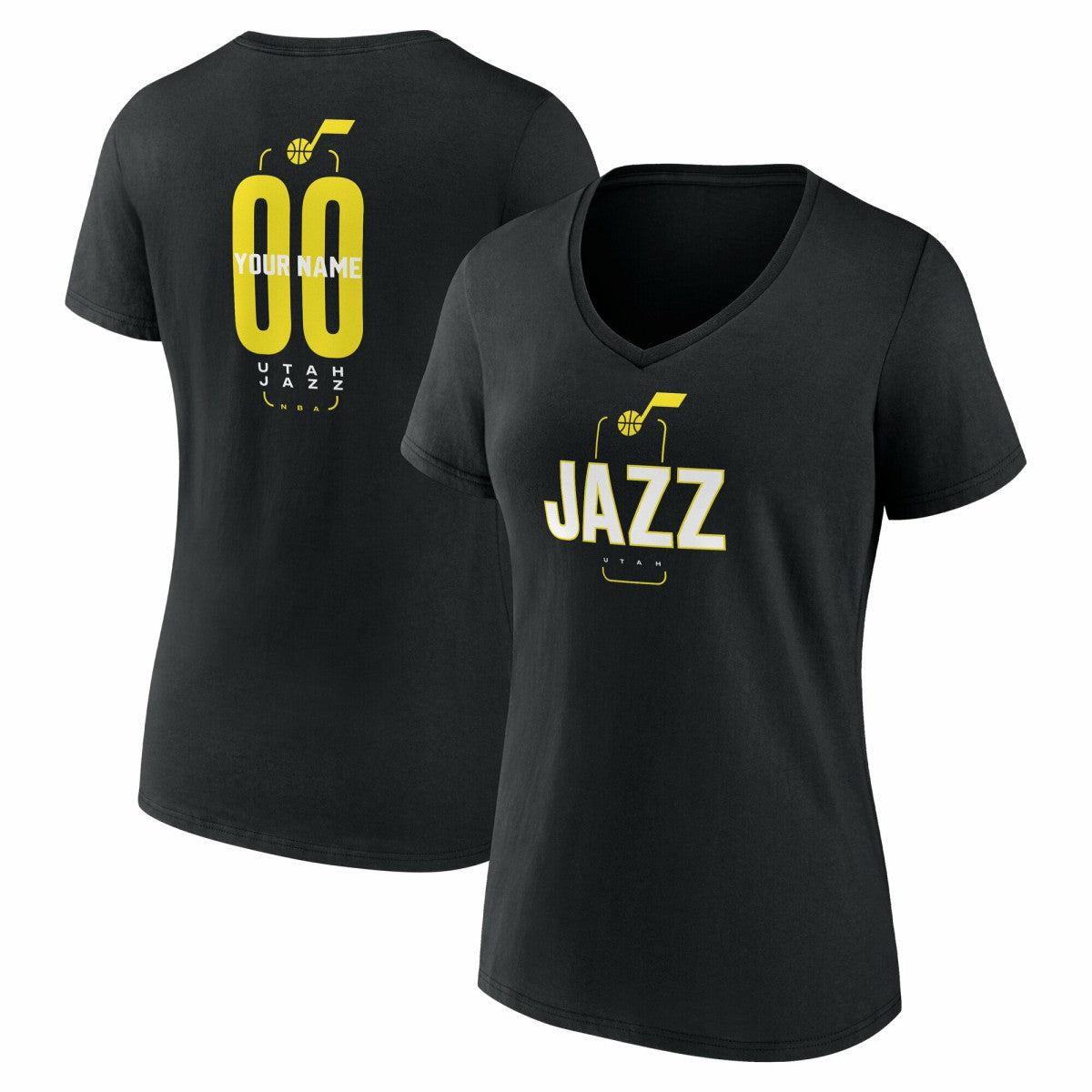 Utah Jazz Women's Center Court Name & Number Custom V-Neck T-Shirt - Black outlet