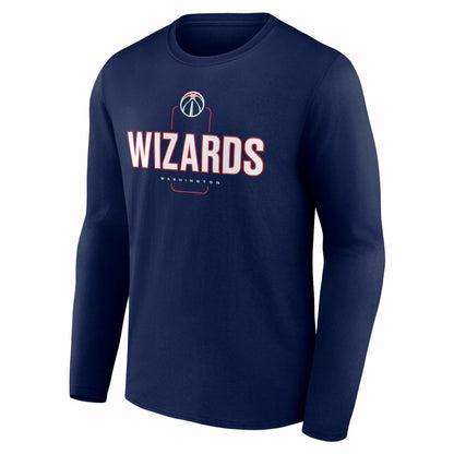 Washington Wizards Center Court Name & Number Custom Long Sleeve T-Shirt - Navy outlet