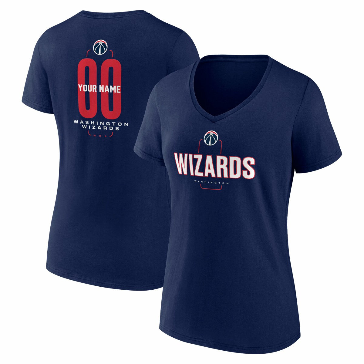 Washington Wizards Women's Center Court Name & Number Custom V-Neck T-Shirt - Navy online