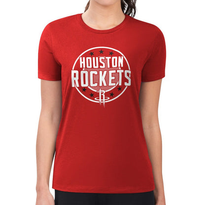 Houston Rockets G-III 4Her by Carl Banks Women's Super-Slim Lightweight Pinstripe Circle Graphic T-Shirt - Red discount