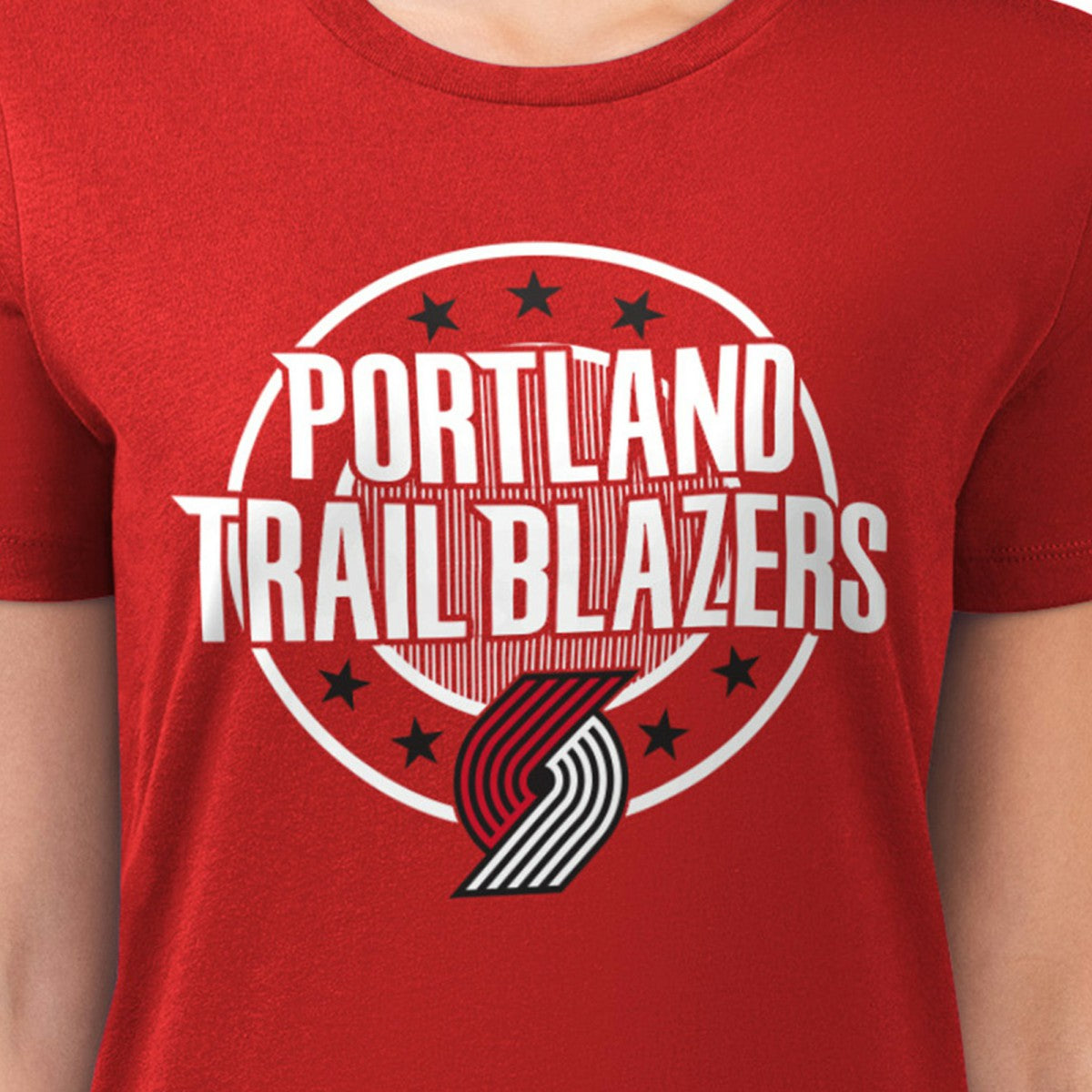 Portland Trail Blazers G-III 4Her by Carl Banks Women's Super-Slim Lightweight Pinstripe Circle Graphic T-Shirt - Red sale