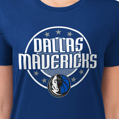Dallas Mavericks G-III 4Her by Carl Banks Women's Super-Slim Lightweight Pinstripe Circle Graphic T-Shirt sale - Blue online