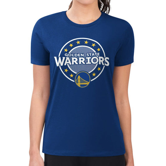 Golden State Warriors G-III 4Her by Carl Banks Women's Super-Slim Lightweight Pinstripe Circle Graphic T-Shirt sale - Royal sale
