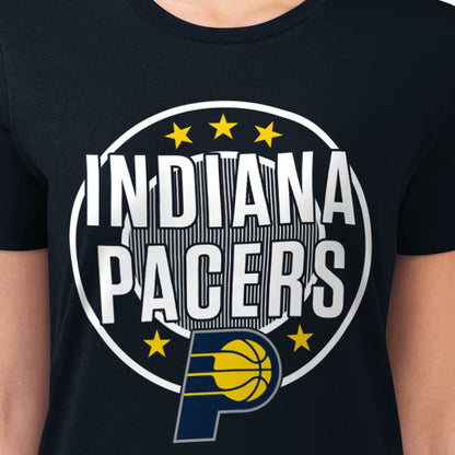 Indiana Pacers G-III 4Her by Carl Banks Women's Super-Slim Lightweight Pinstripe Circle Graphic T-Shirt - Navy shop