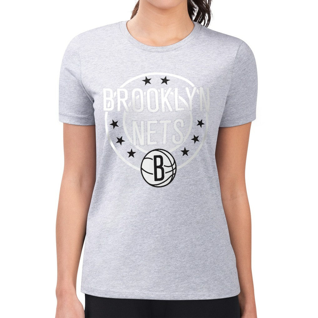 Brooklyn Nets G-III 4Her by Carl Banks Women's Super-Slim Lightweight Pinstripe Circle Graphic T-Shirt - Gray for sale
