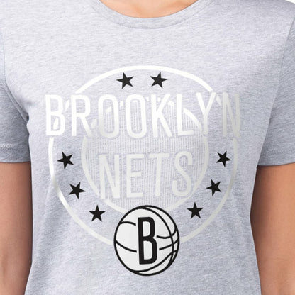 Brooklyn Nets G-III 4Her by Carl Banks Women's Super-Slim Lightweight Pinstripe Circle Graphic T-Shirt - Gray for sale