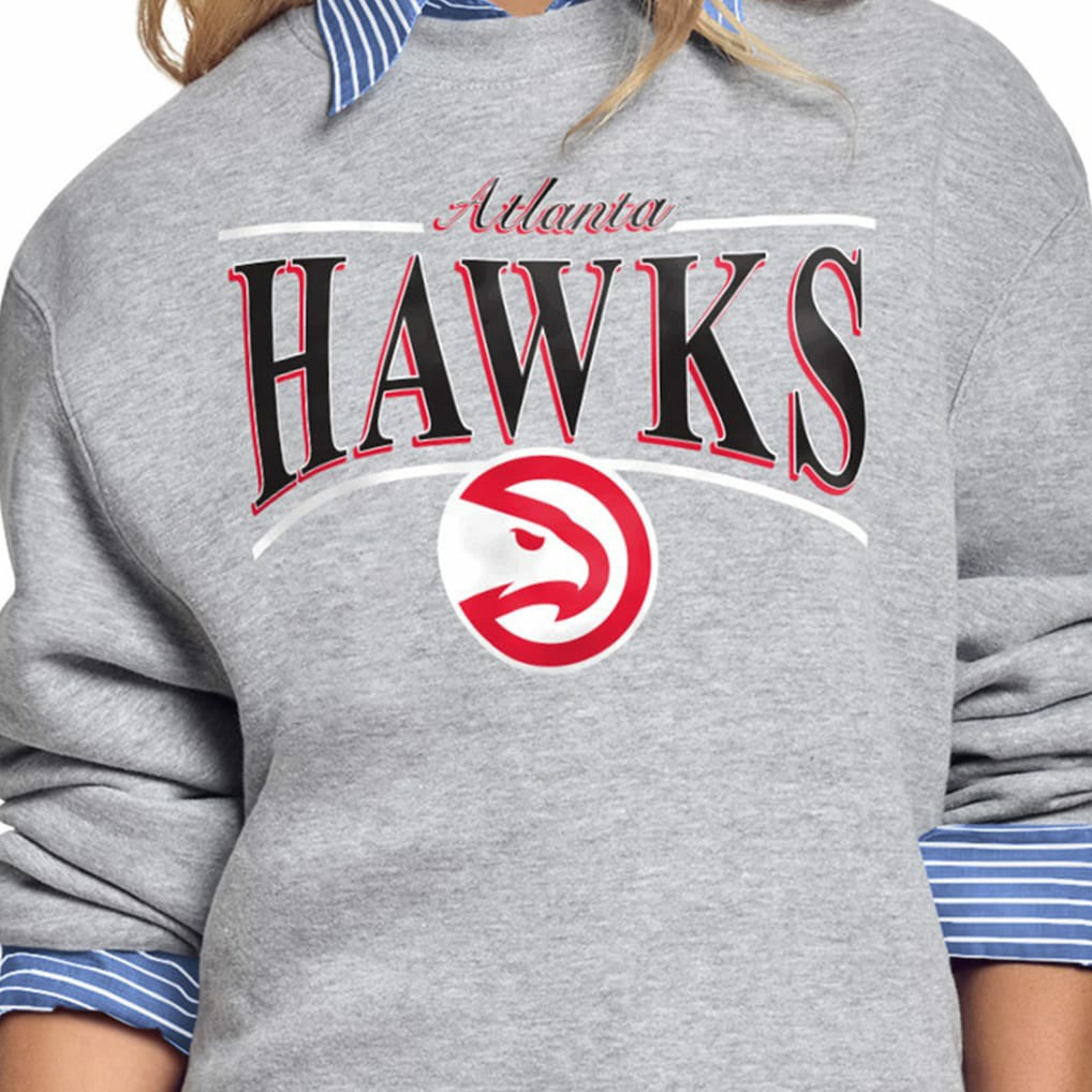 Atlanta Hawks Starter Women's Arch Stripe Fleece Crewneck Sweatshirt - Gray outlet