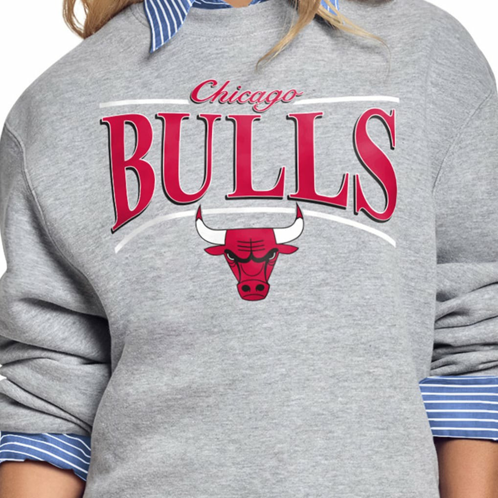 Chicago Bulls Starter Women's Arch Stripe Fleece Crewneck Sweatshirt - Gray online